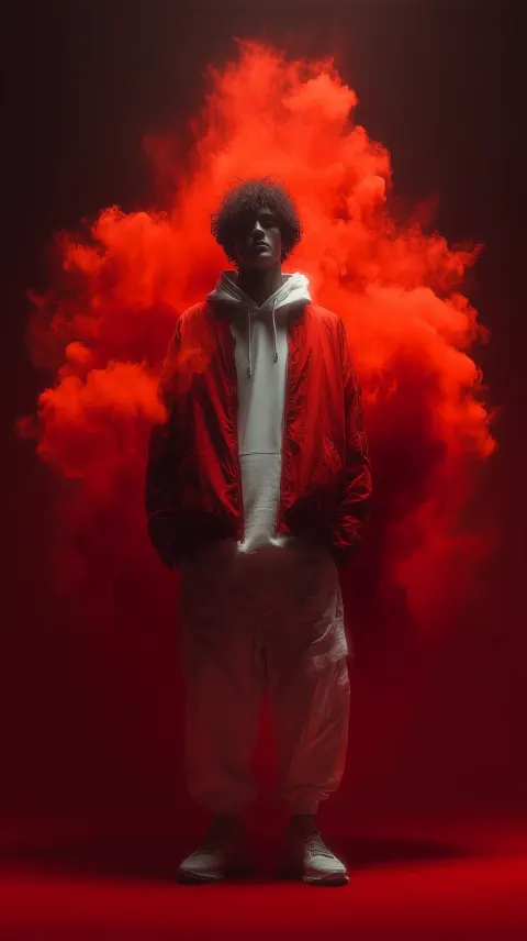 Male Model Red Cloud Motion Fashion