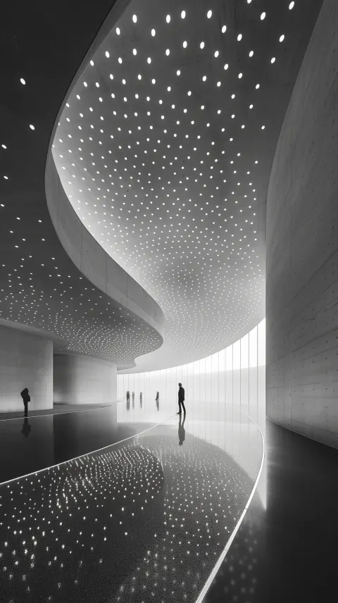 Modern Gallery Geometric Light Installation