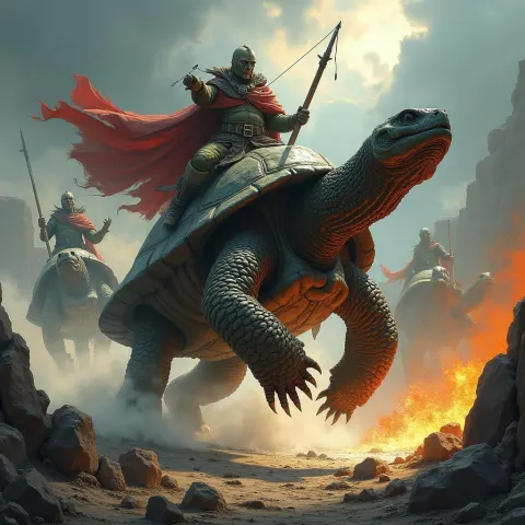 The Rohirrim Charging Into Battle on Turtles