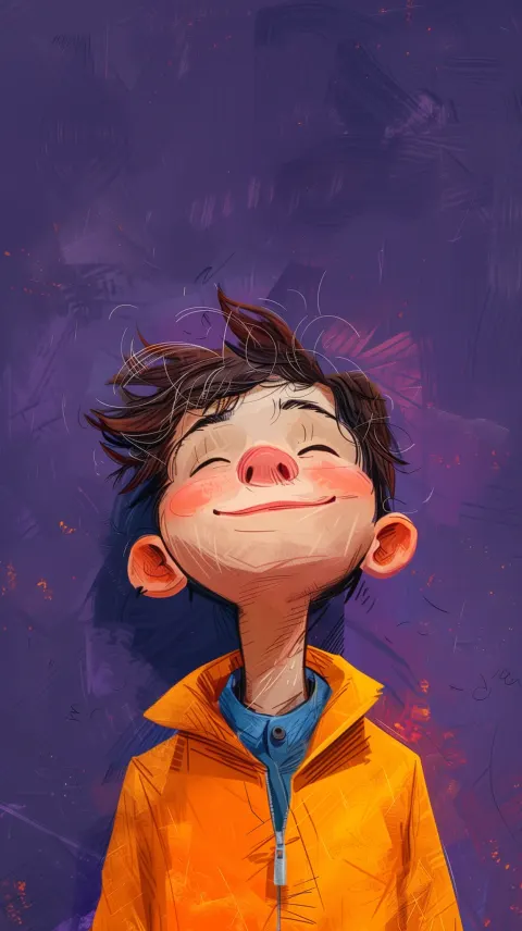 Smiling Boy Colorful Character Illustration