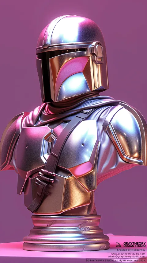 Mandalorian Bust Silver Side Profile
