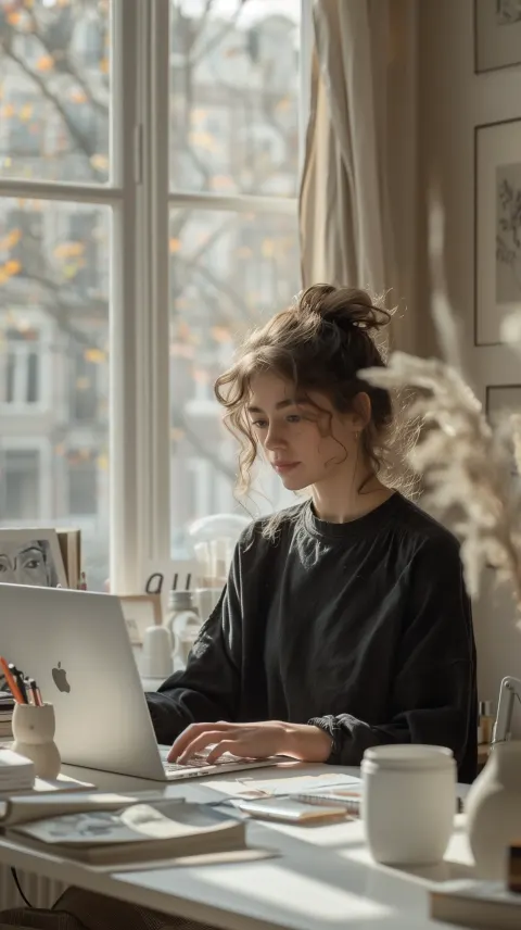 Designer Woman Workspace Minimalist Portrait