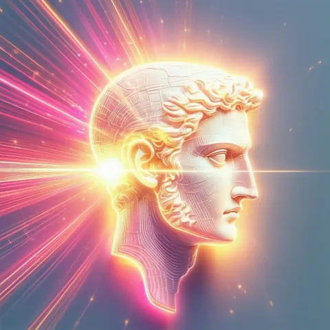 Greek Head With a Neon Laser Sight
