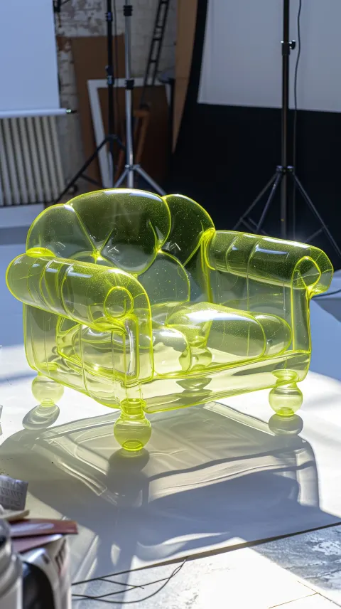 Yellow Transparent Couch Design Shot