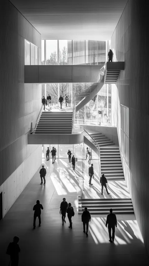 Staircase Black White Geometric Architecture