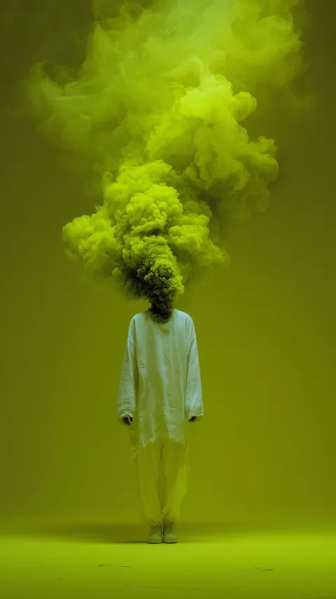 Figure Green Smoke Surreal Portrait
