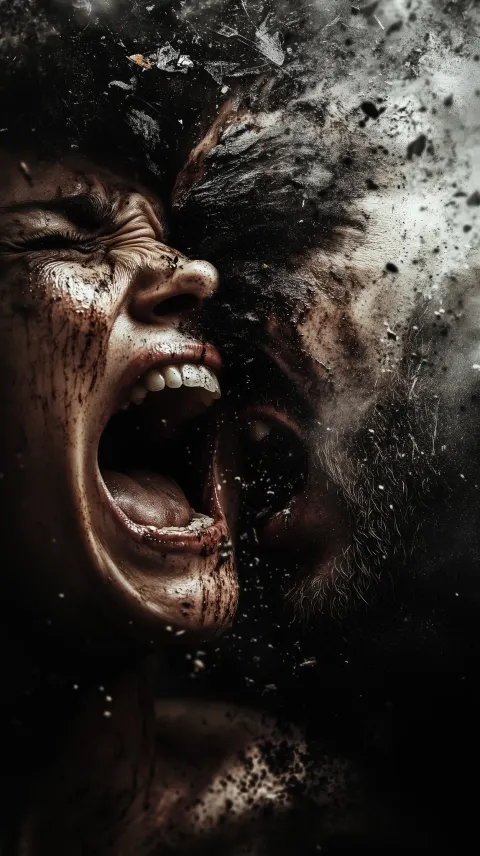 Woman Screaming Dramatic Digital Portrait