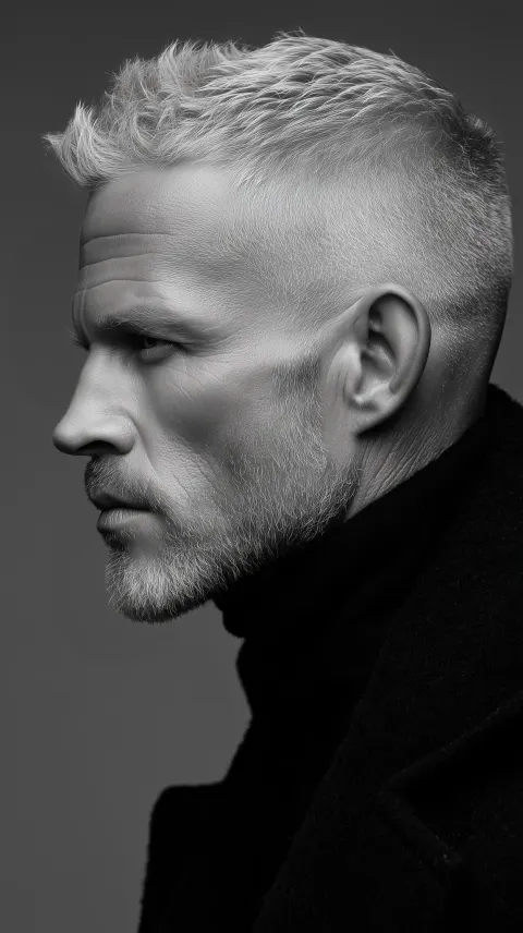 Man White Hair Side Profile Portrait