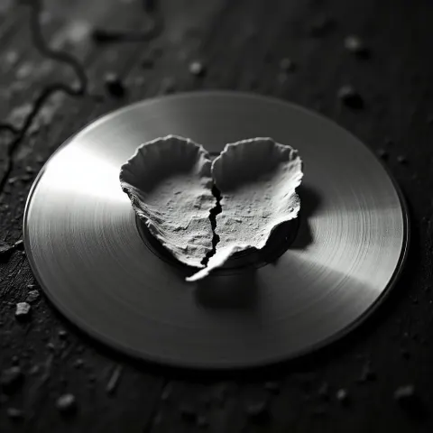 Monochrome Still of a Broken CD Heart