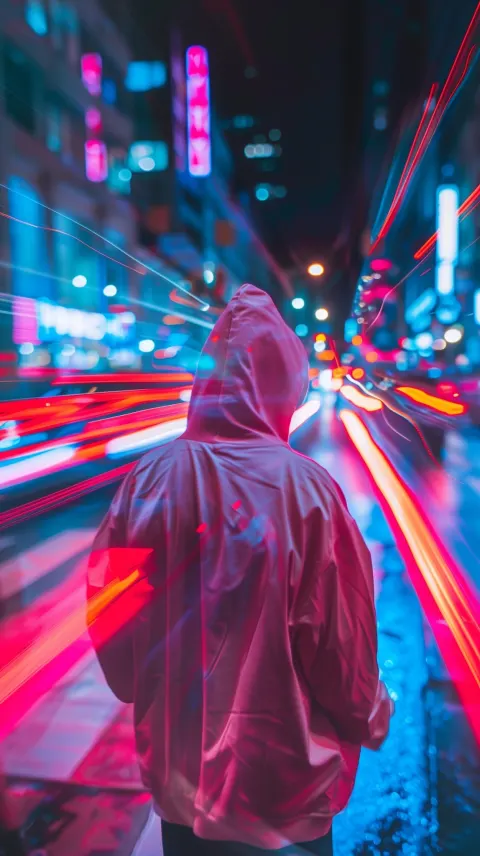 Man Motion Blur Night Urban Street