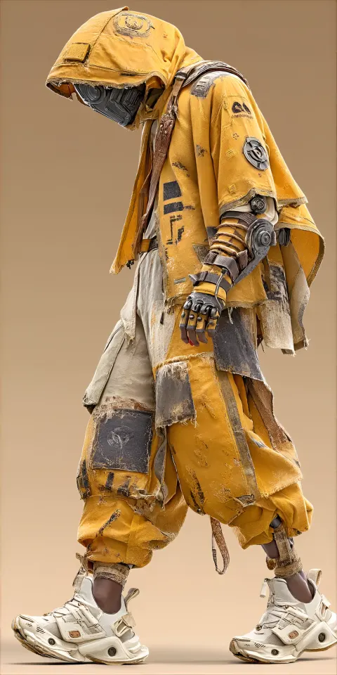 Male Figure Yellow Leather Futuristic