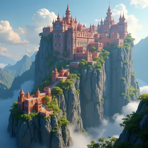 Fractal City Carved Into a Mountain Wall
