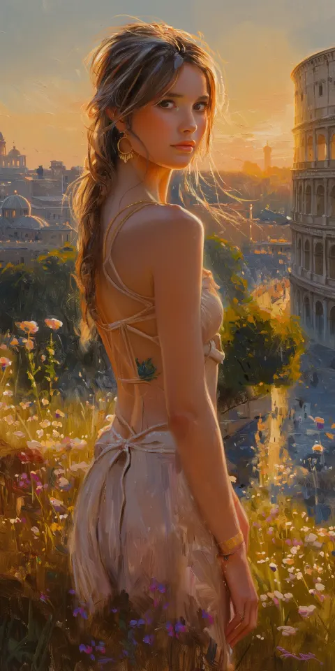 Italian Woman Impressionist Painting