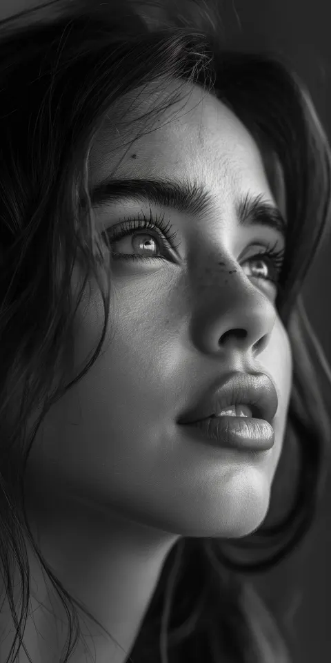 Woman Black White Photorealistic
