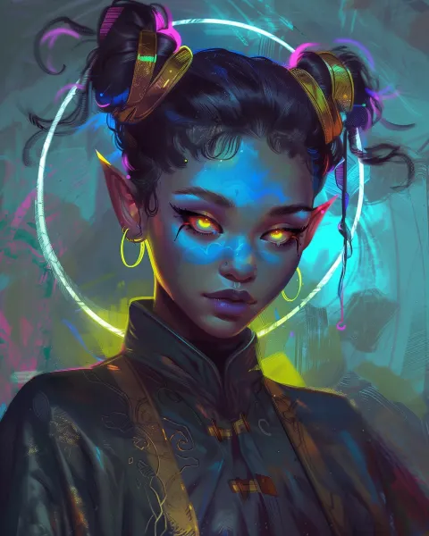 Elf Rainbow Hair Fantasy Illustration