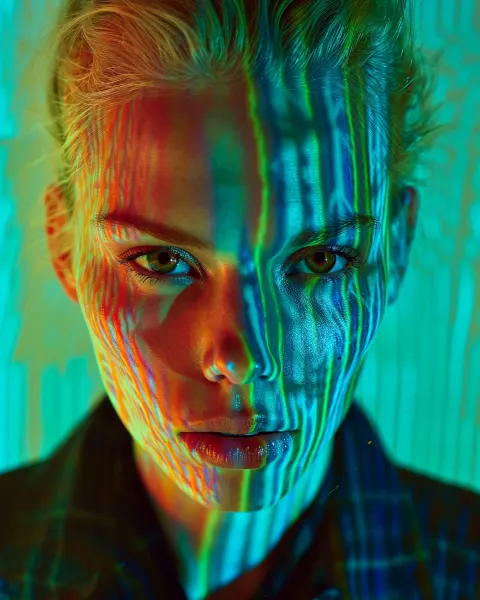 Blonde Woman Metallic Skin Portrait