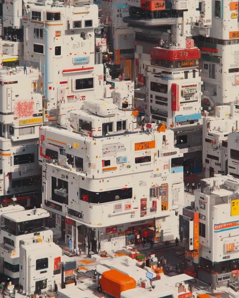 Cyberpunk City AI Robot Cityscape