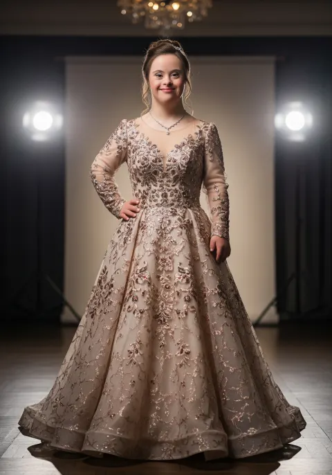 Confident Model Glamorous Evening Gown