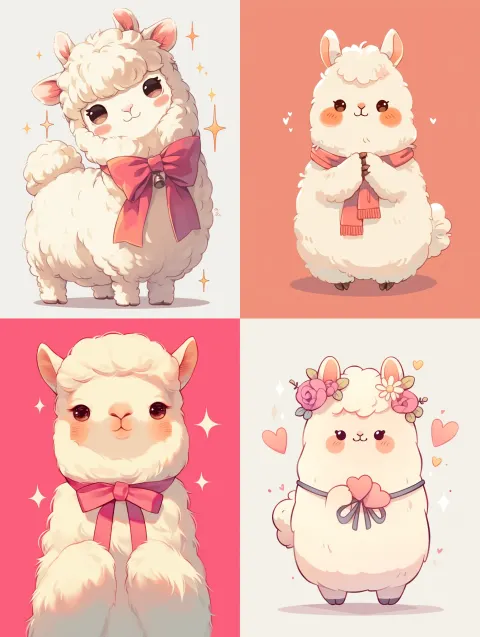 Kawaii Spiritual Llama Vector Character