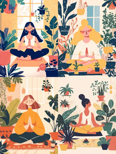 Meditating Woman Plants Matisse Poster