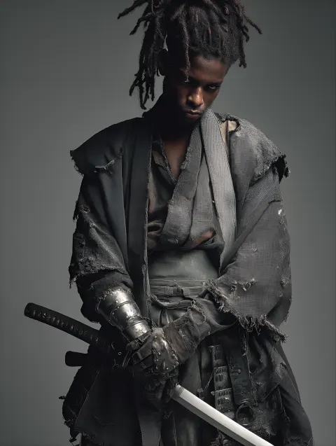 Dark Skinned Warrior Dreadlocks Katana