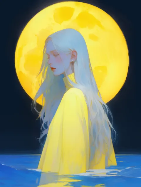 Girl Golden Hair Klein Blue Water