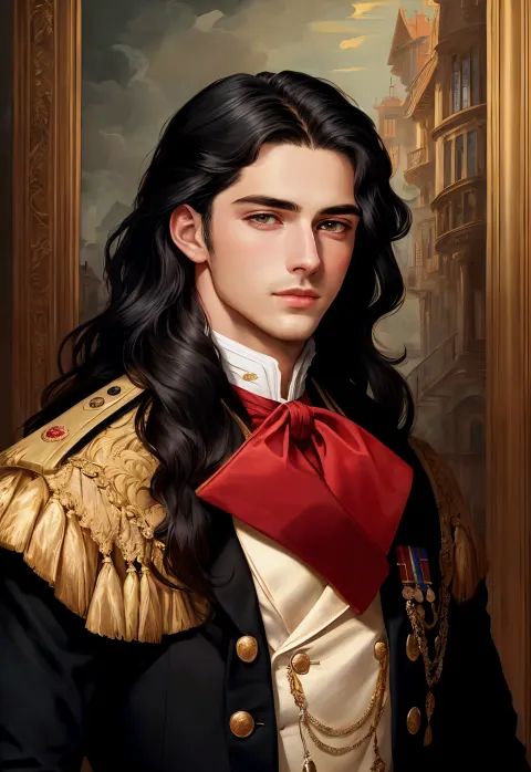Aristocrat Black Hair Illustration Portrait