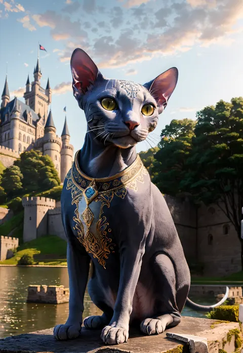 Sphynx Cat Armor Castle Fantasy
