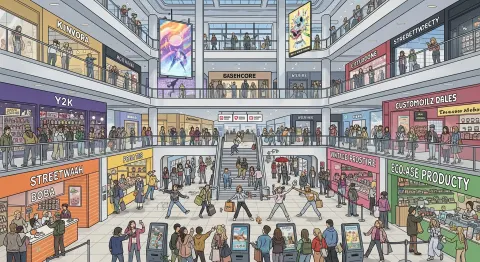 Gen Z Paradise Mall Bustling Scene