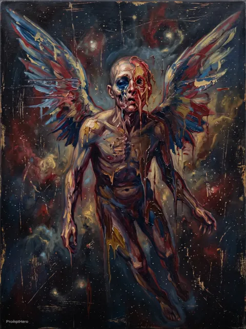Space Angel Glitched Impressionist Painting