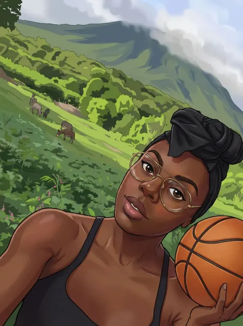 Cartoon Girl Basketball Concept Character