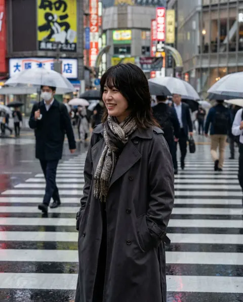 Japanese Woman Street Scene Portrait