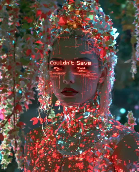 Blonde Cyborg Nymph Glitch Emotion