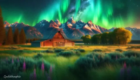 Hyper-Realistic Grand Tetons Under Aurora Borealis
