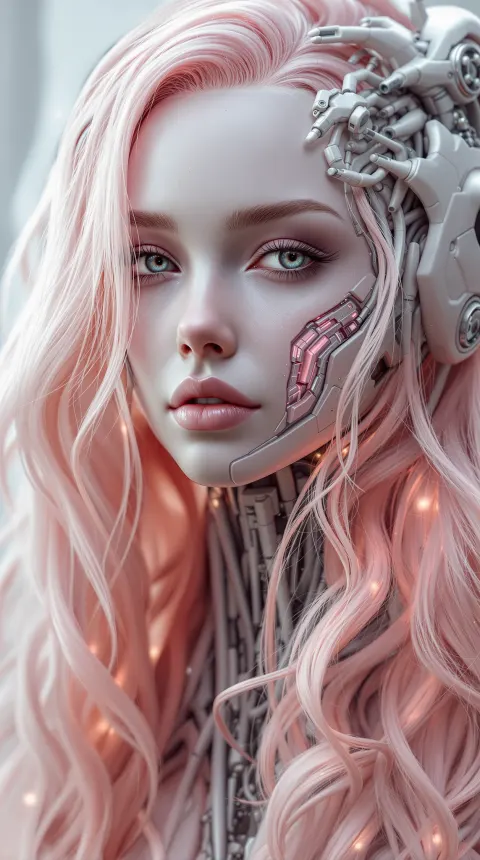 Android Cyborg Light Pink Hair