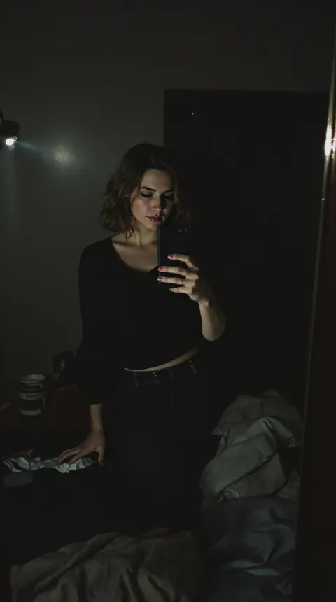 Polish Woman Mirror Selfie Grainy