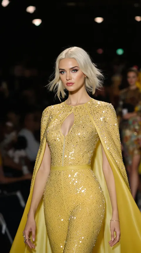 Fashion Model Sequin Jumpsuit Runway