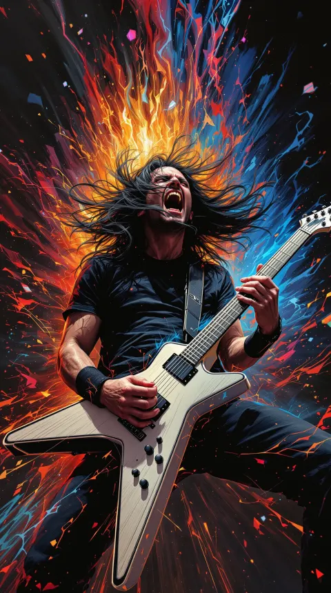 Guitarist Epic Solo Fiery Energy