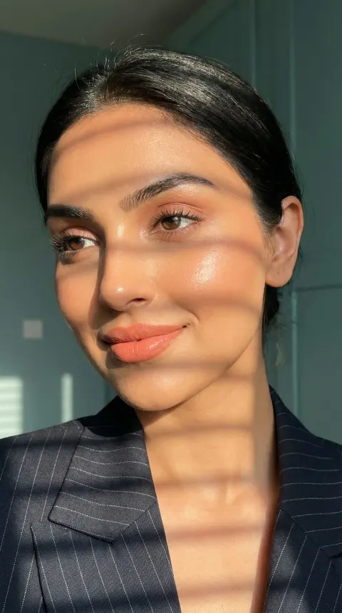 Indian Woman Sunlit Window Portrait