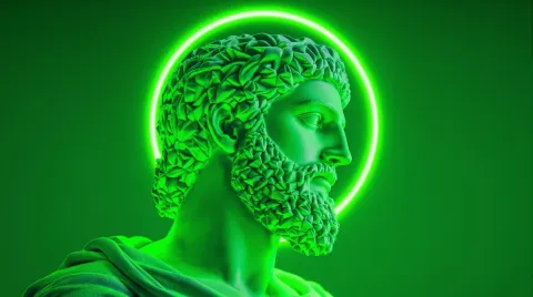 Neon Greek Statue Profile Halo