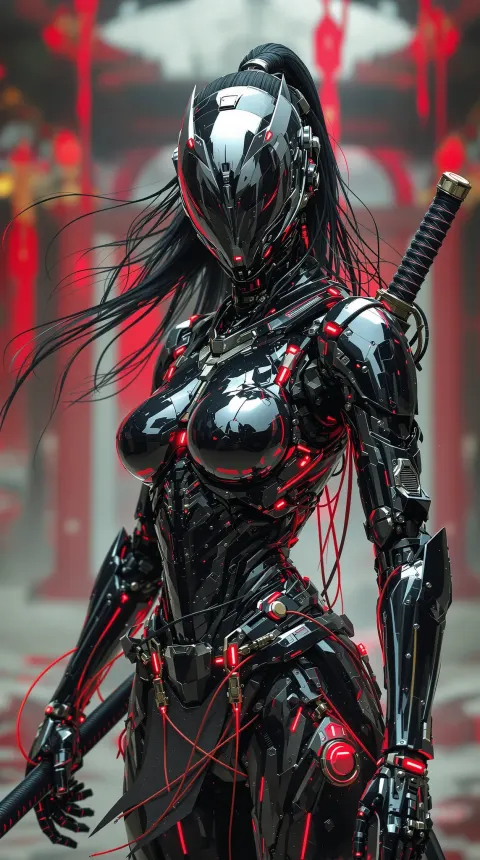 Cyberpunk Robot Samurai Warrior