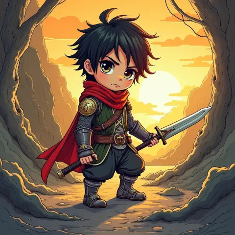 Chibi Trent Reznor in Fantasy DnD Style