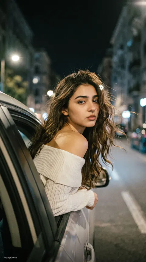Window Car Vintage Night Portrait