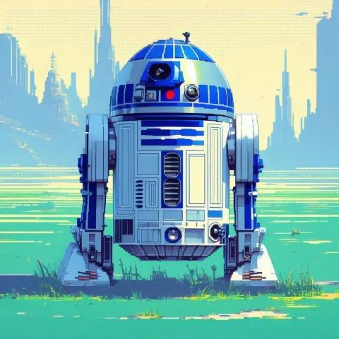 R2D2 Reimagined as a Pixel Samovar
