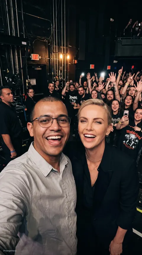 Charlize Theron Concert Backstage