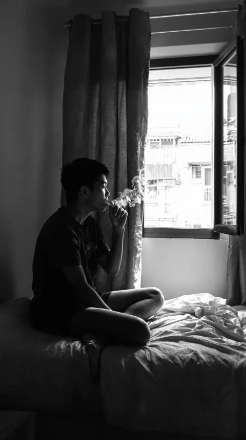 Smoking Bedroom Boy Window