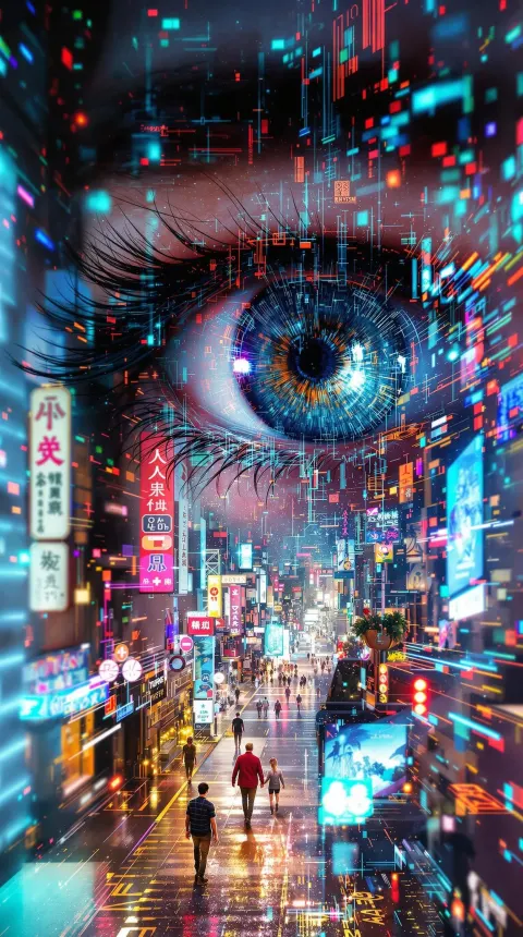 Double Exposure Eye City