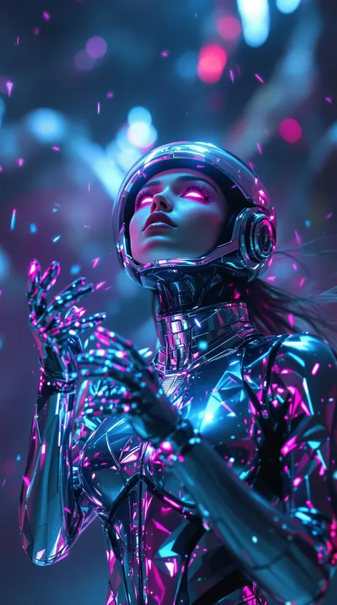 Futuristic AI Woman Helmet