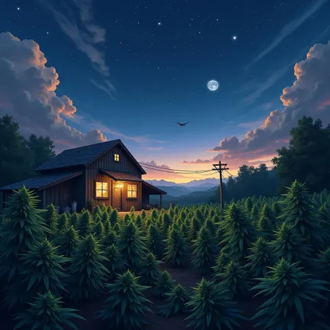 Marijuana Farm Beneath a Starry Cinematic Sky