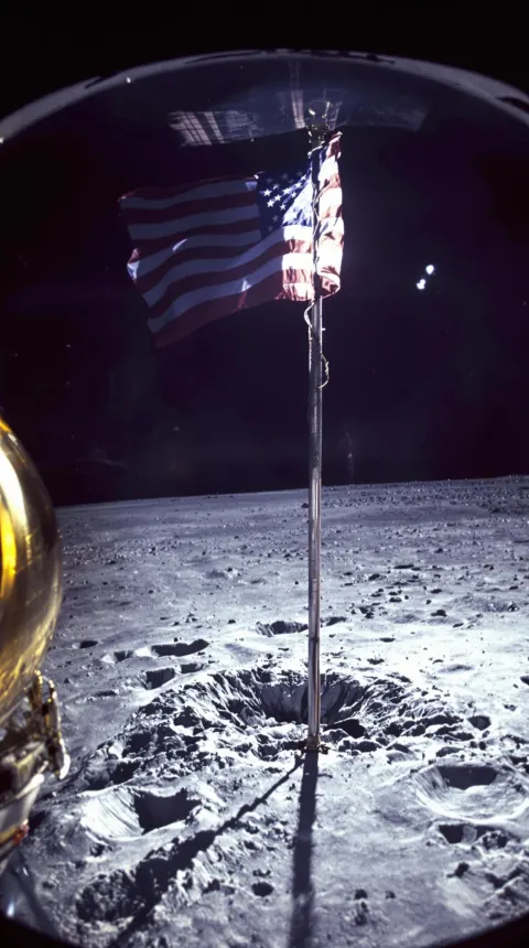 Astronaut Moon Flag POV